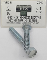 5/16X2-1/4 INDENTED HEX HEAD TAPPING SCREW A STEEL ZINC PLATED (DISCONTINUED)