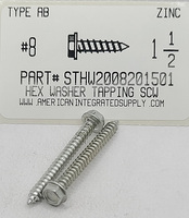 #8X1-1/2 HEX WASHER HEAD TAPPING SCREW AB STEEL ZINC PLATED