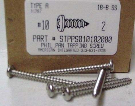 #10X2 PAN HEAD PHILLIPS TAPPING SCREW A 18-8 STAINLESS STEEL