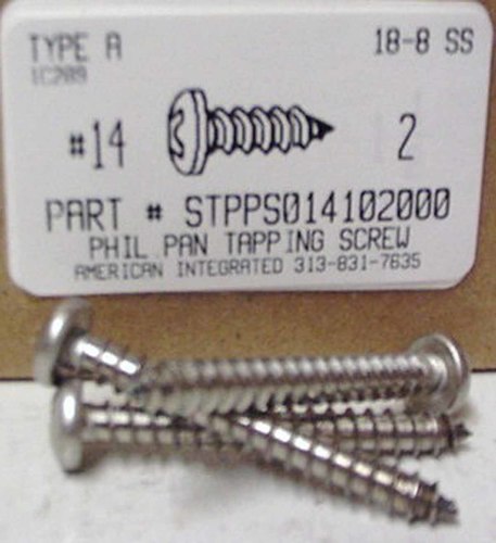 #14X2 PAN HEAD PHILLIPS TAPPING SCREW A 18-8 STAINLESS STEEL