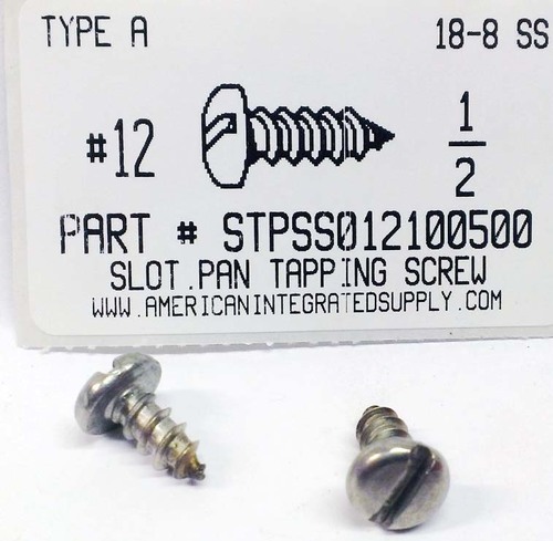 #12X1/2 PAN HEAD SLOTTED TAPPING SCREW A 18-8 STAINLESS STEEL