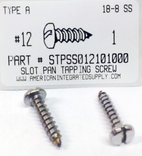 #12X1 PAN HEAD SLOTTED TAPPING SCREW A 18-8 STAINLESS STEEL