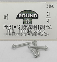 #4X3/4 ROUND HEAD PHILLIPS TAPPING SCREW A,AB STEEL ZINC PLATED (DISCONTINUED)