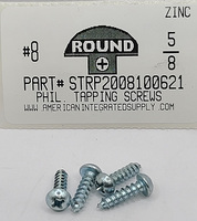 #8X5/8 ROUND HEAD PHILLIPS TAPPING STEEL ZINC PLATED