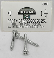 #8X1-1/4 ROUND HEAD PHILLIPS TAPPING SCREW A,AB STEEL ZINC PLATED