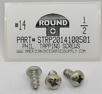 #14X1/2 ROUND HEAD PHILLIPS TAPPING SCREW A,AB STEEL ZINC PLATED (DISCONTINUED)