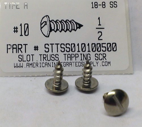 #10X1/2 TRUSS HEAD SLOTTED TAPPING SCREW A 18-8 STAINLESS STEEL