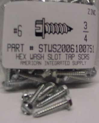 #6X3/4 HEX WASHER HEAD SLOTTED TAPPING SCREW A,AB STEEL ZINC PLATED