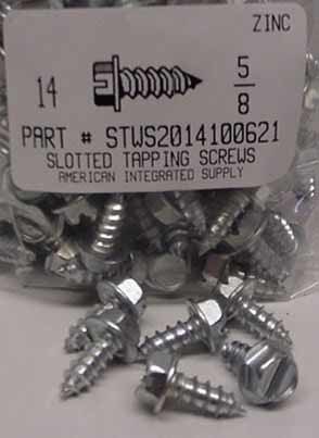 #14X5/8 HEX WASHER HEAD SLOTTED TAPPING SCREW A,AB STEEL ZINC PLATED