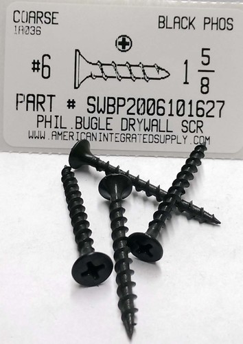 #6X1-5/8 BUGLE HEAD PHILLIPS COARSE DRYWALL SCREW STEEL PHOSPHATE