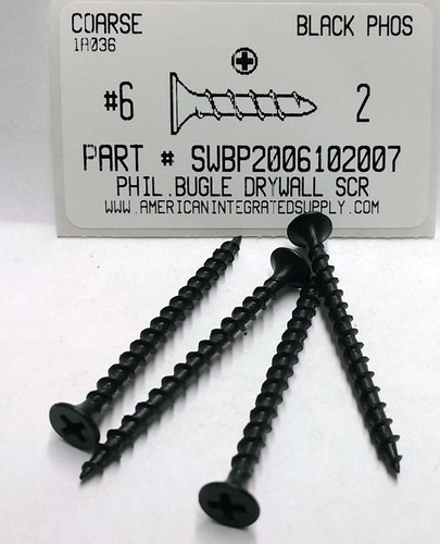 #6X2 BUGLE HEAD PHILLIPS COARSE DRYWALL SCREW STEEL PHOSPHATE