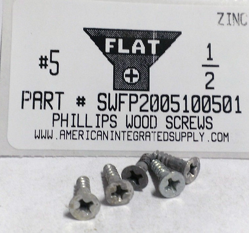 #5X1/2 FLAT HEAD PHILLIPS WOOD SCREW STEEL ZINC PLATED