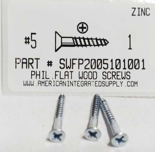 #5X1 FLAT HEAD PHILLIPS WOOD SCREW STEEL ZINC PLATED