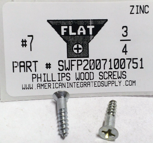 #7X3/4 FLAT HEAD PHILLIPS WOOD SCREW STEEL ZINC PLATED