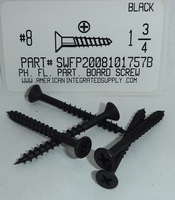 #8X1-3/4 FLAT HEAD PHILLIPS WOOD (PB) SCREW STEEL BLACK