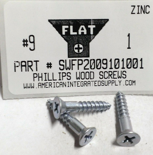 #9X1 FLAT HEAD PHILLIPS WOOD SCREW STEEL ZINC PLATED