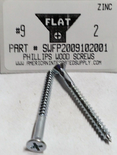 #9X2 FLAT HEAD PHILLIPS WOOD SCREW STEEL ZINC PLATED