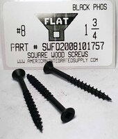 #8X1-3/4 FLAT HEAD SQUARE DRIVE WOOD SCREW STEEL BLACK