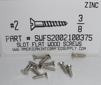 #2X3/8 FLAT HEAD SLOTTED WOOD SCREW STEEL ZINC PLATED