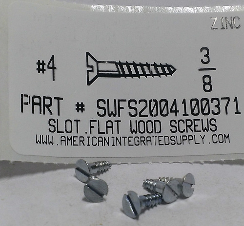 #4X3/8 FLAT HEAD SLOTTED WOOD SCREW STEEL ZINC PLATED (DISCONTINUED)