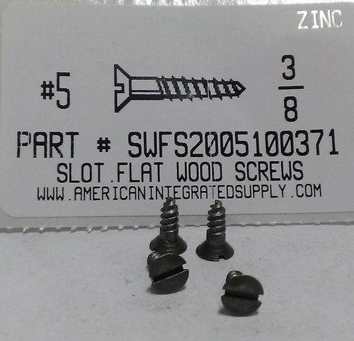 #5X3/8 FLAT HEAD SLOTTED WOOD SCREW STEEL ZINC