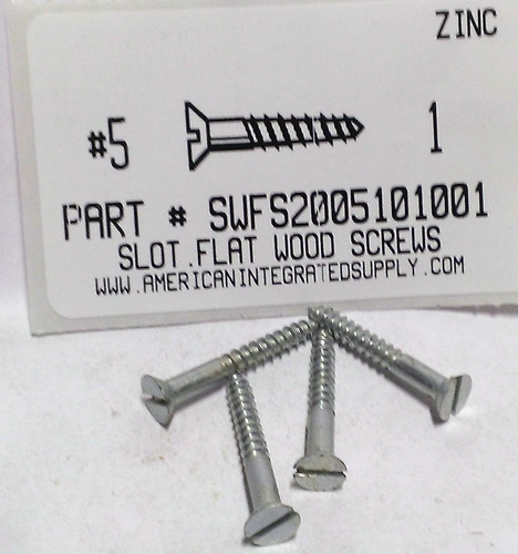 #5X1 FLAT HEAD SLOTTED WOOD SCREW STEEL ZINC PLATED