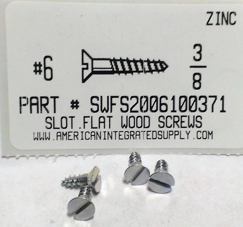 #6X3/8 FLAT HEAD SLOTTED WOOD SCREW STEEL ZINC PLATED