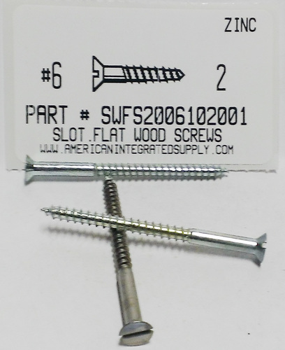 #6X2 FLAT HEAD SLOTTED WOOD SCREW STEEL ZINC PLATED