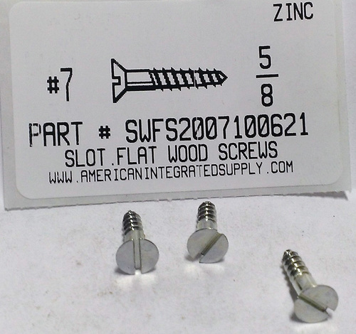 #7X5/8 FLAT HEAD SLOTTED WOOD SCREW STEEL ZINC PLATED