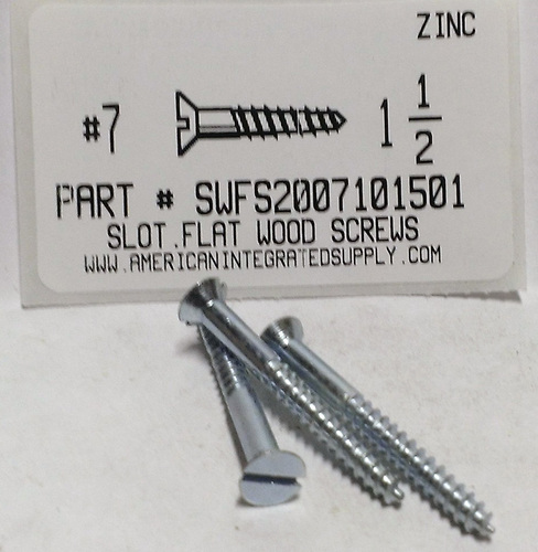 #7X1-1/2 FLAT HEAD SLOTTED WOOD SCREW STEEL ZINC PLATED