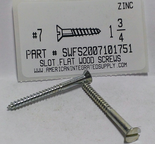 #7X1-3/4 FLAT HEAD SLOTTED WOOD SCREW STEEL ZINC PLATED