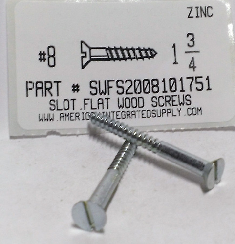 #8X1-3/4 FLAT HEAD SLOTTED WOOD SCREW STEEL ZINC PLATED