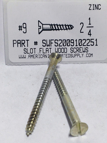 #9X2-1/4 FLAT HEAD SLOTTED WOOD SCREW STEEL ZINC PLATED