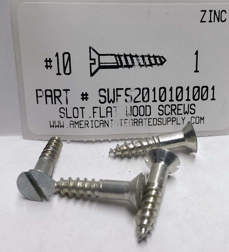 #10X1 FLAT HEAD SLOTTED WOOD SCREW STEEL ZINC PLATED