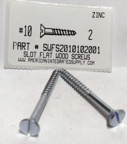 #10X2 FLAT HEAD SLOTTED WOOD SCREW STEEL ZINC PLATED