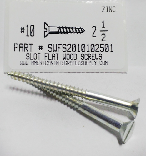 #10X2-1/2 FLAT HEAD SLOTTED WOOD SCREW STEEL ZINC PLATED