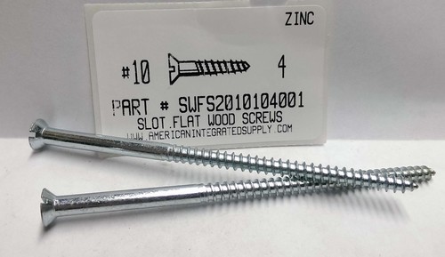 #10X4 FLAT HEAD SLOTTED WOOD SCREW STEEL ZINC PLATED