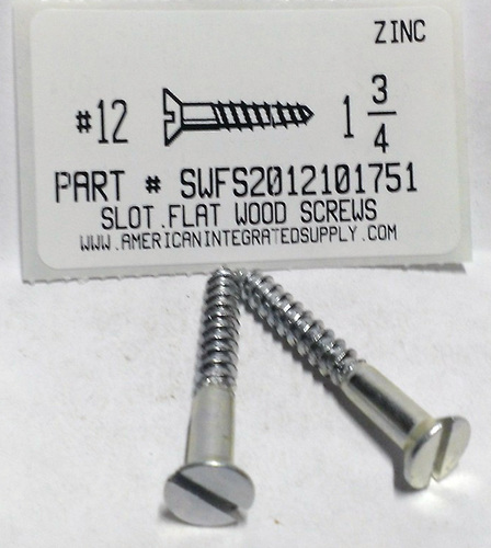 #12X1-3/4 FLAT HEAD SLOTTED WOOD SCREW STEEL ZINC PLATED