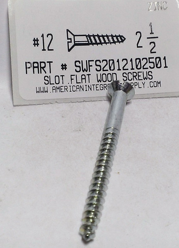 #12X2-1/2 FLAT HEAD SLOTTED WOOD SCREW STEEL ZINC PLATED