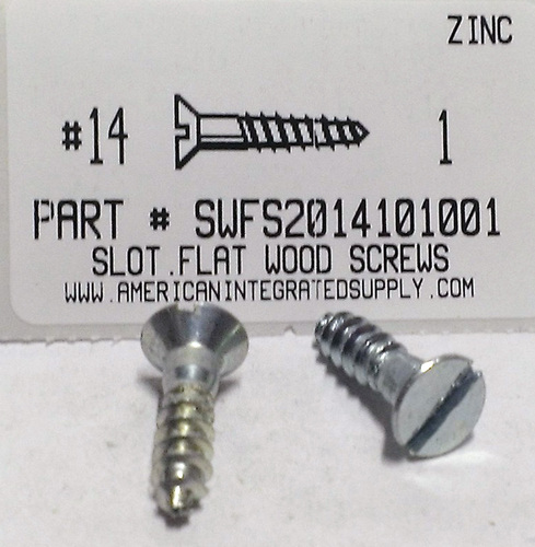 #14X1 FLAT HEAD SLOTTED WOOD SCREW STEEL ZINC PLATED (DISCONTINUED)