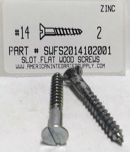 #14X2 FLAT HEAD SLOTTED WOOD SCREW STEEL ZINC PLATED