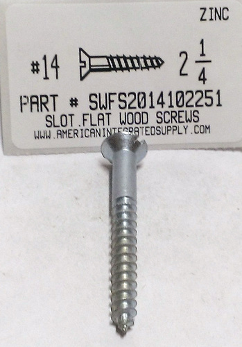 #14X2-1/4 FLAT HEAD SLOTTED WOOD SCREW STEEL ZINC PLATED