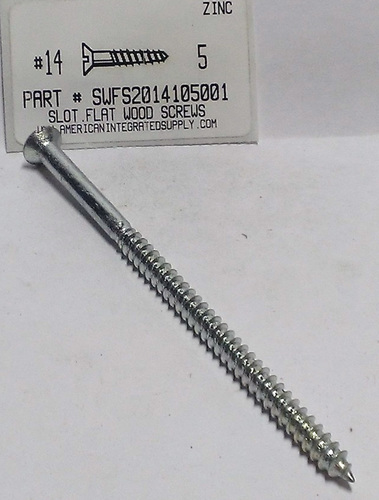 #14X5 FLAT HEAD SLOTTED WOOD SCREW STEEL ZINC PLATED