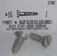 #16X1 FLAT HEAD SLOTTED WOOD SCREW STEEL ZINC PLATED (DISCONTINUED)