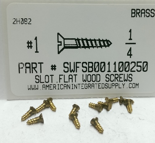 #1X1/4 FLAT HEAD SLOTTED WOOD SCREW BRASS