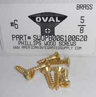 #6X5/8 OVAL HEAD PHILLIPS WOOD SCREW BRASS