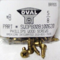 #8X5/8 OVAL HEAD PHILLIPS WOOD SCREW BRASS