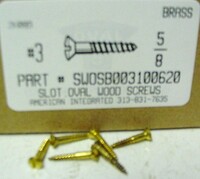 #3X5/8 OVAL HEAD SLOTTED WOOD SCREW BRASS