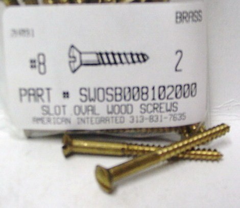 #8X2 OVAL HEAD SLOTTED WOOD SCREW BRASS