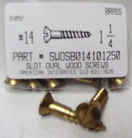 #14X1-1/4 OVAL HEAD SLOTTED WOOD SCREW BRASS